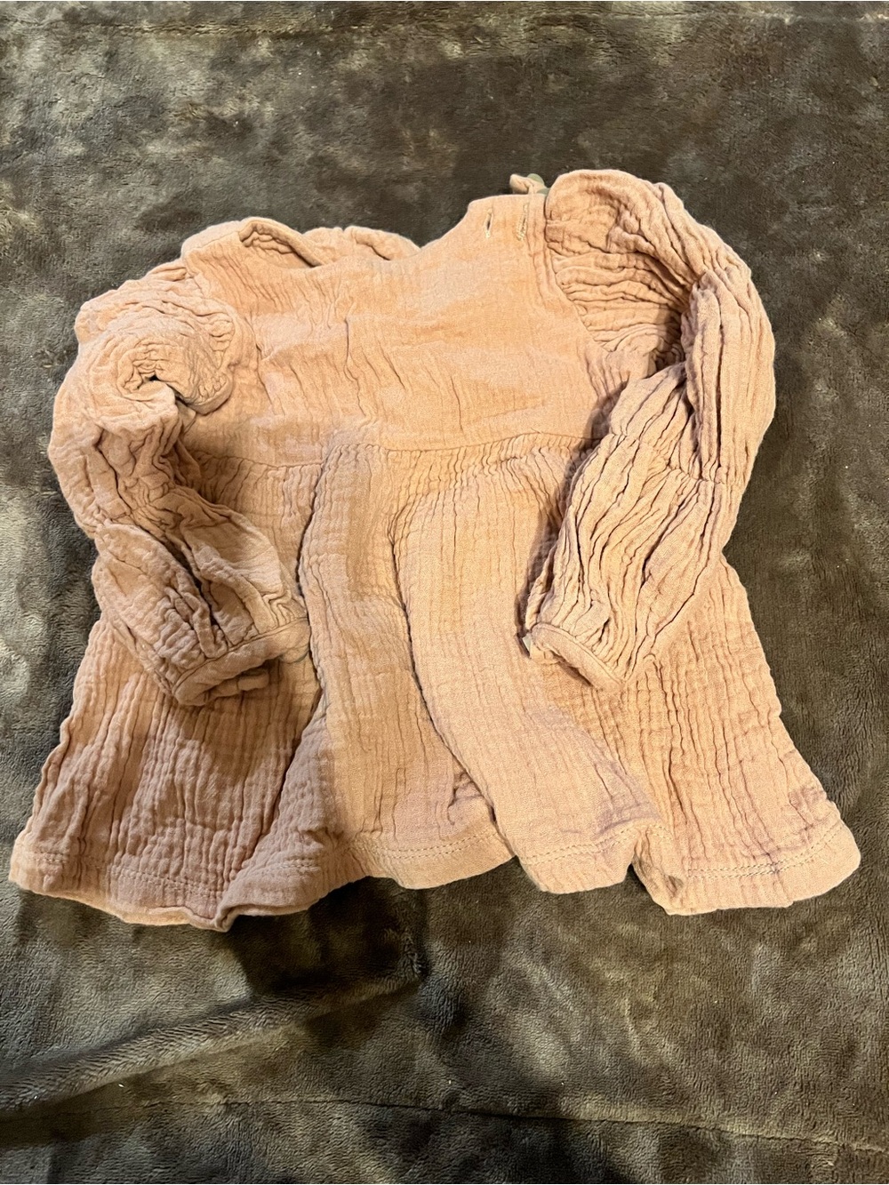 Little James Mauve/Pink Crinkled Long-Sleeve Dress